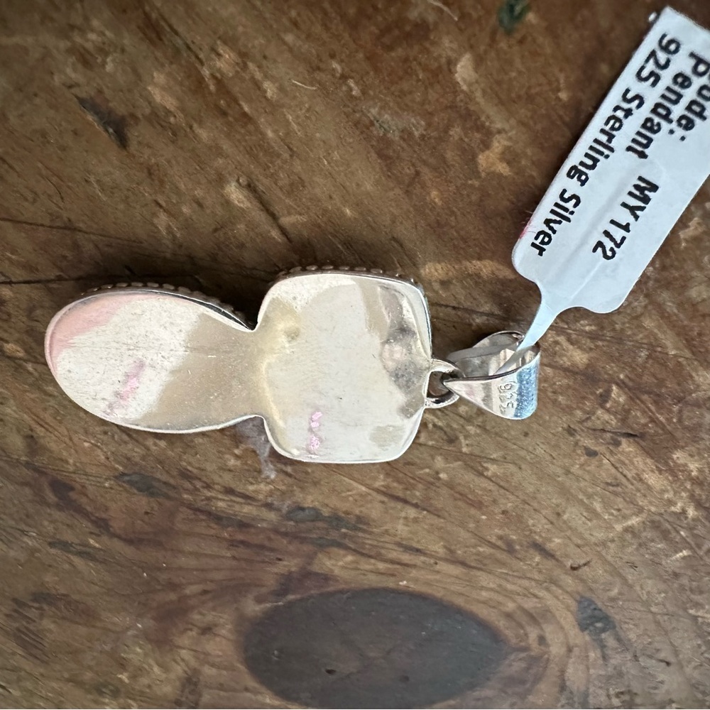 Brand New Sterling Silver 925 Red Rose Dahlia Double Stone Pendant Necklace - Picture 9 of 9